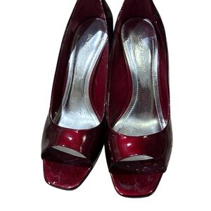 BCBGeneration Burgundy Peep-Toe Heels